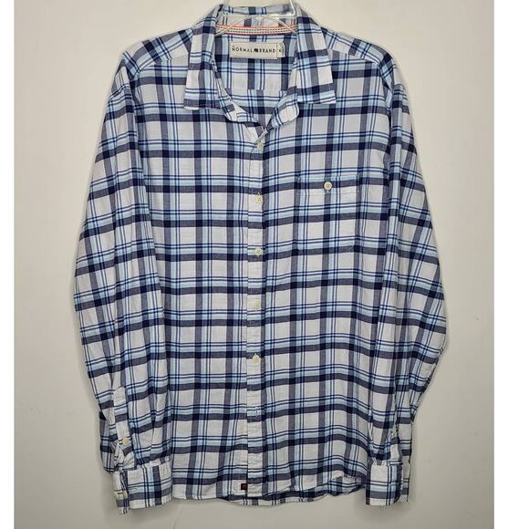 Normal Brand blue plaid long sleeve button down shirt - xl - Picture 1 of 4